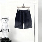 Embossed Pattern Drawstring Sweat Shorts