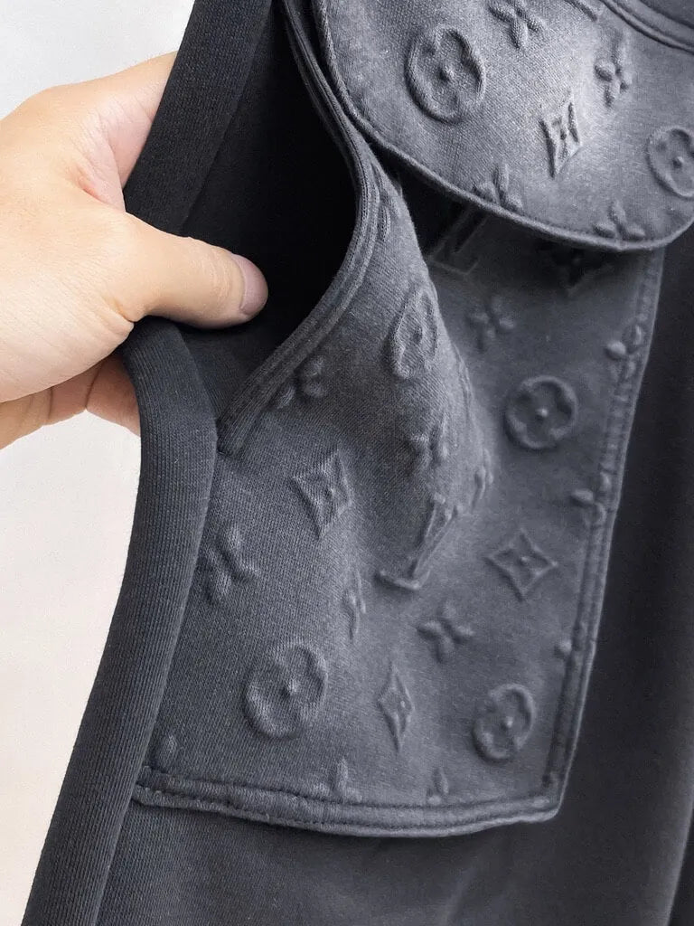 Embossed Monogram Cargo Casual Shorts