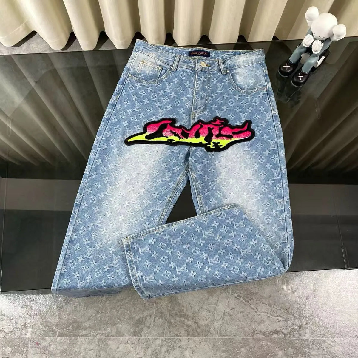 All-Over Letter Print Jeans