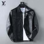 Embossed Pattern Casual Leather Jacket