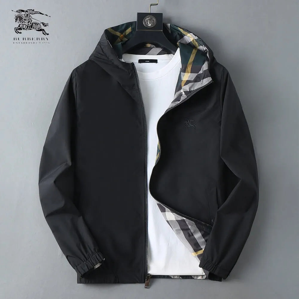 Plaid Lined Reversible Hooded Zip‑Up Jacket