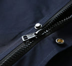 Script Embroidery Collared Zip‑Up Jacket