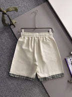Plaid Cuff Label Decor Shorts