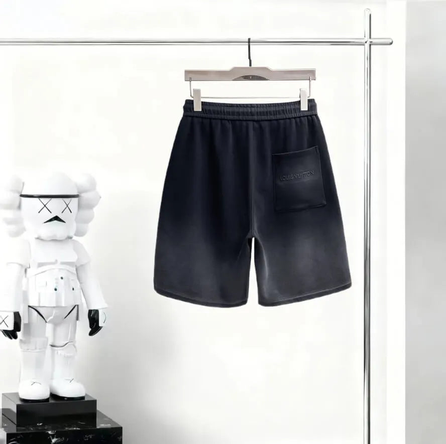 Gradient‑Color Patch Drawstring Shorts