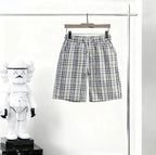 Plaid Drawstring Casual Shorts
