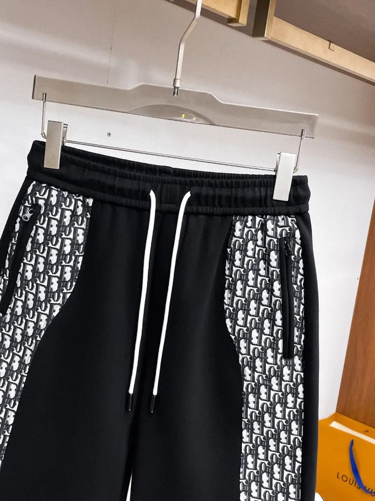 Zip‑Pocket Side‑Panel Drawstring Sweat Shorts