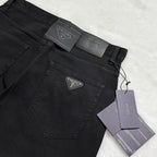 Classic Faux‑Leather Casual Denim Pants