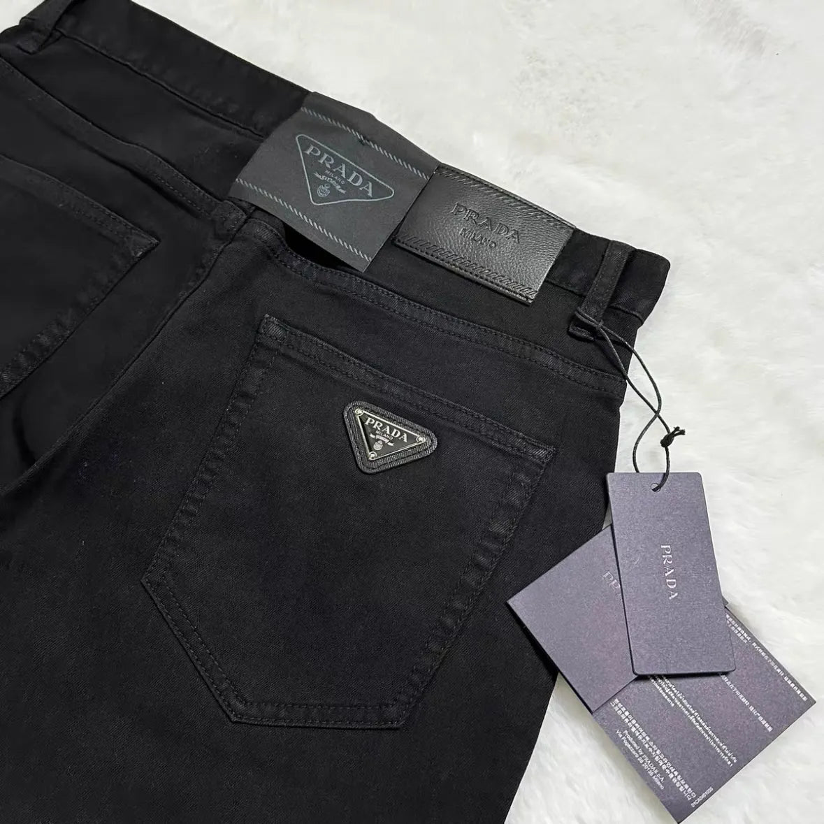 Classic Faux‑Leather Casual Denim Pants