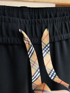 Plaid Drawstring Knight Embroidered Jogger Pants