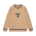 Crest Logo Striped Trim Sweater