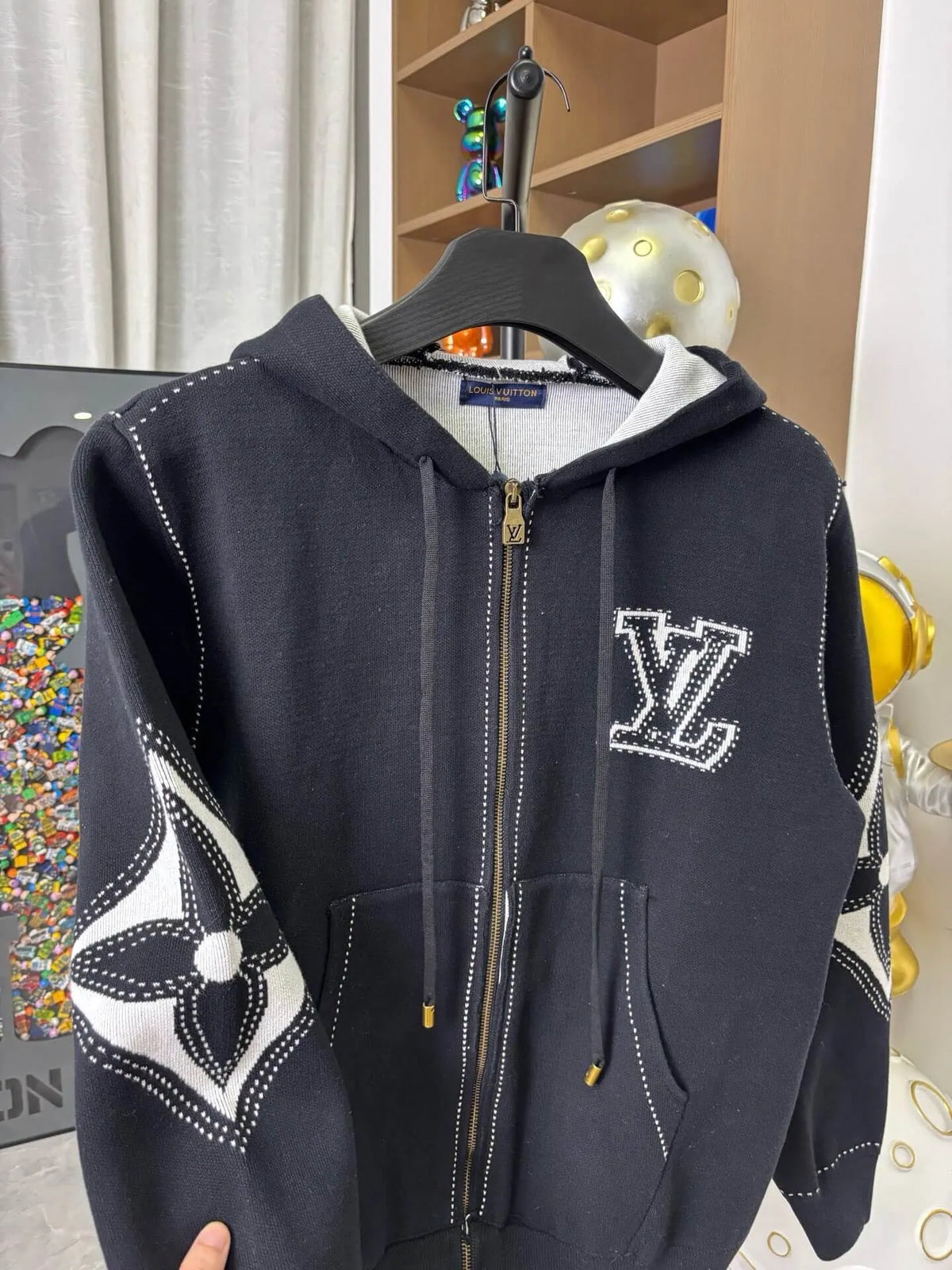 Intarsia Wool Zip-Up Jacket
