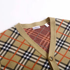 Twill Plaid Cotton‑Wool Blend Cardigan Jacket