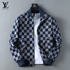 Checker Pattern Casual Bomber Jacket