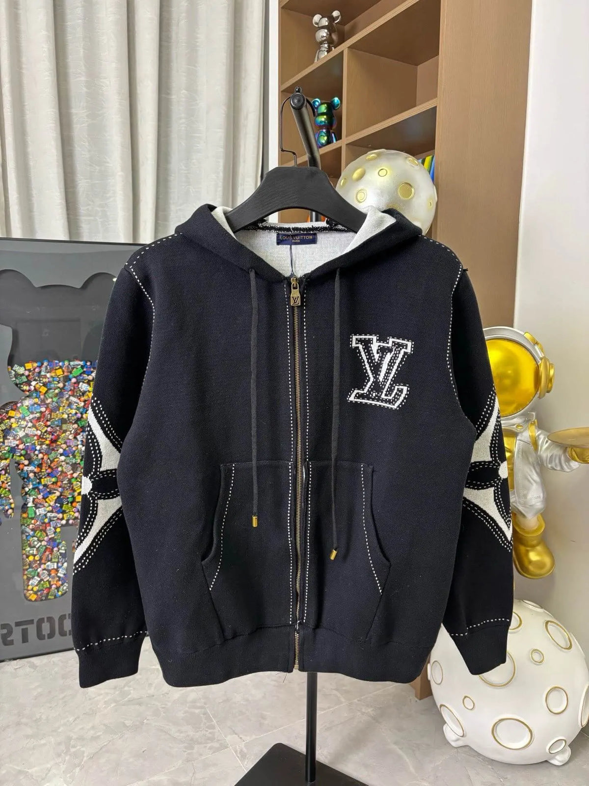 Intarsia Wool Zip-Up Jacket