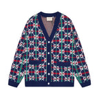 Multicolor Stripe Monogram Knit Sweater Cardigan