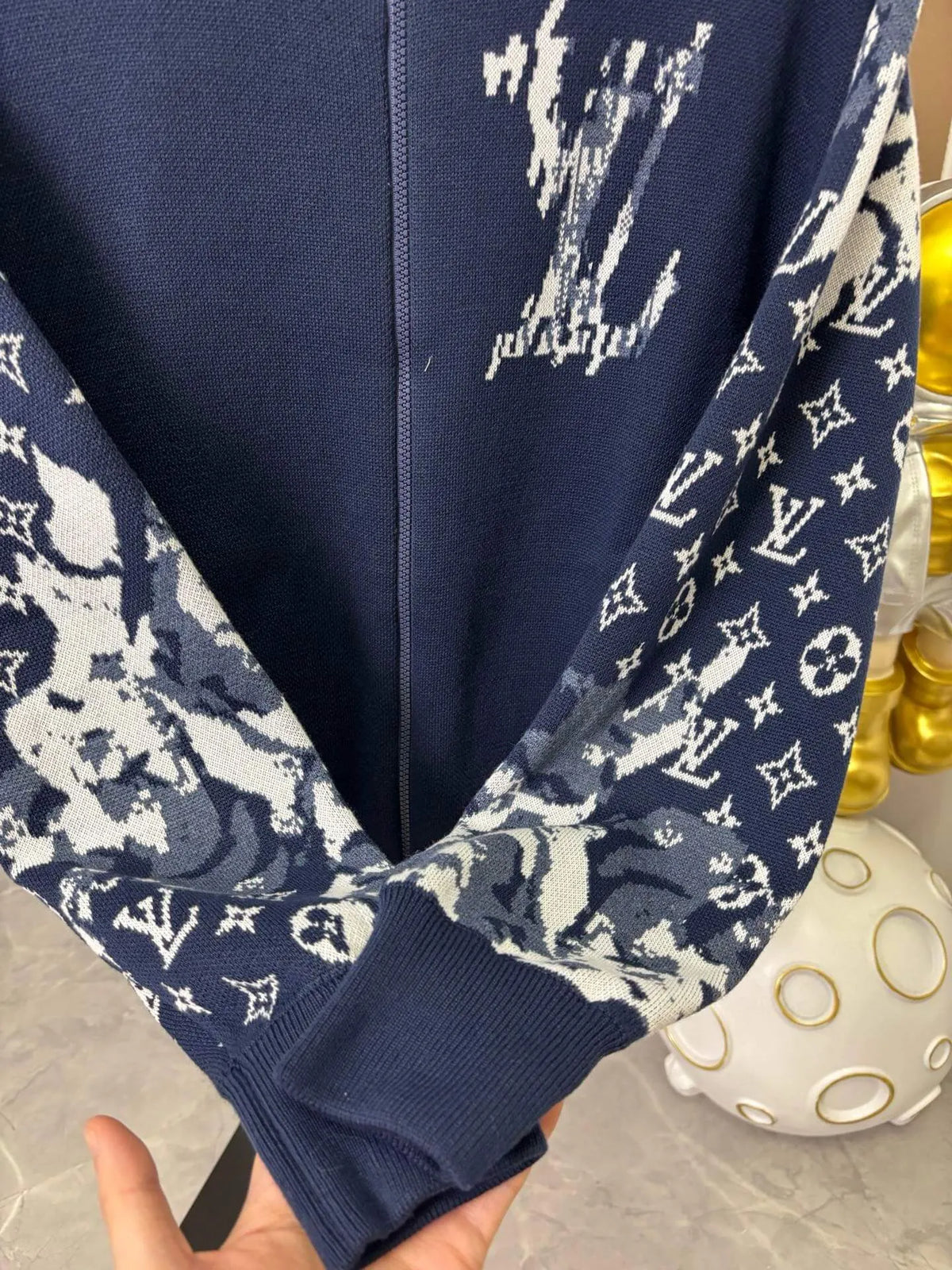 Patchwork-Sleeve Heavyweight Wool Jacket