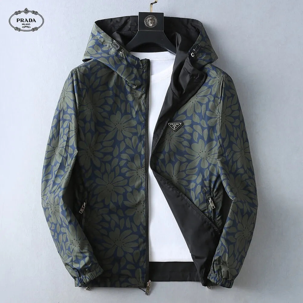 Floral Print Reversible Collared Jacket &Hooded Jacket