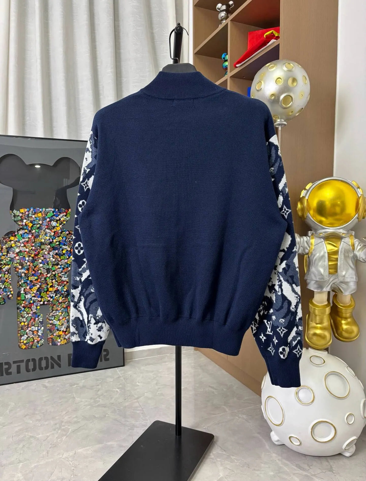 Patchwork-Sleeve Heavyweight Wool Jacket