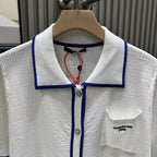 White Waffle Knit Polo Shirt