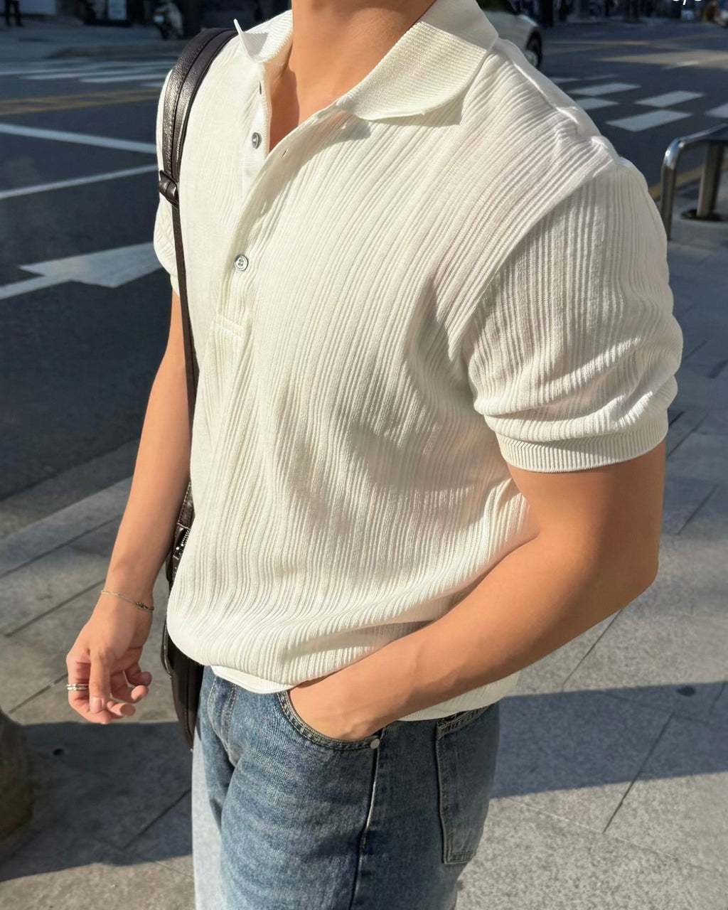 Vintage Striped Collared Polo Shirt