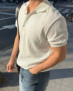 Vintage Striped Collared Polo Shirt