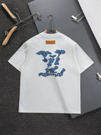 Blue Satin Embroidered T-Shirt