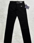 Classic Faux‑Leather Casual Denim Pants