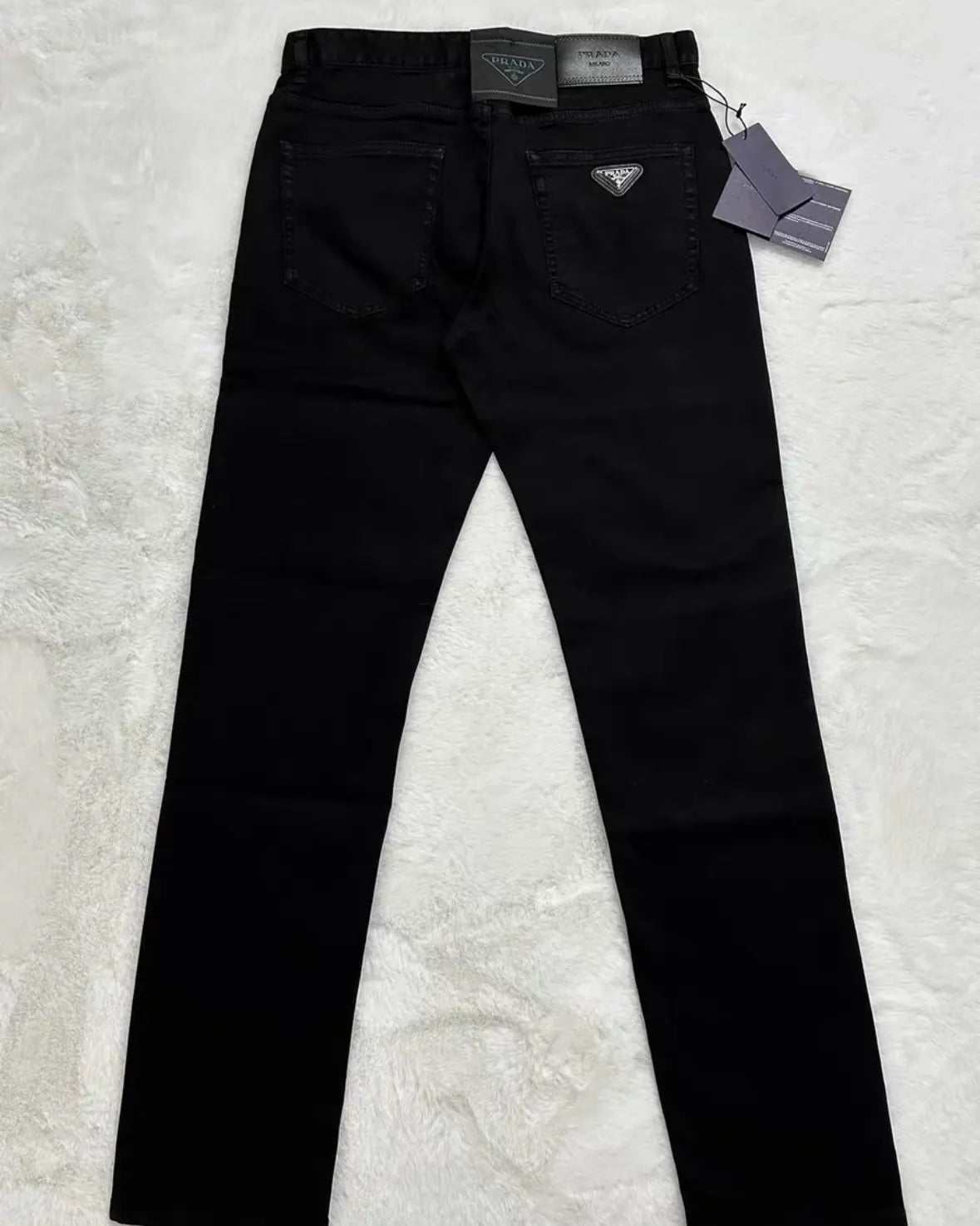 Classic Faux‑Leather Casual Denim Pants