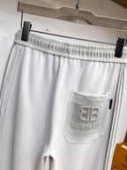 Side‑Stripe Text Detail Straight Pants