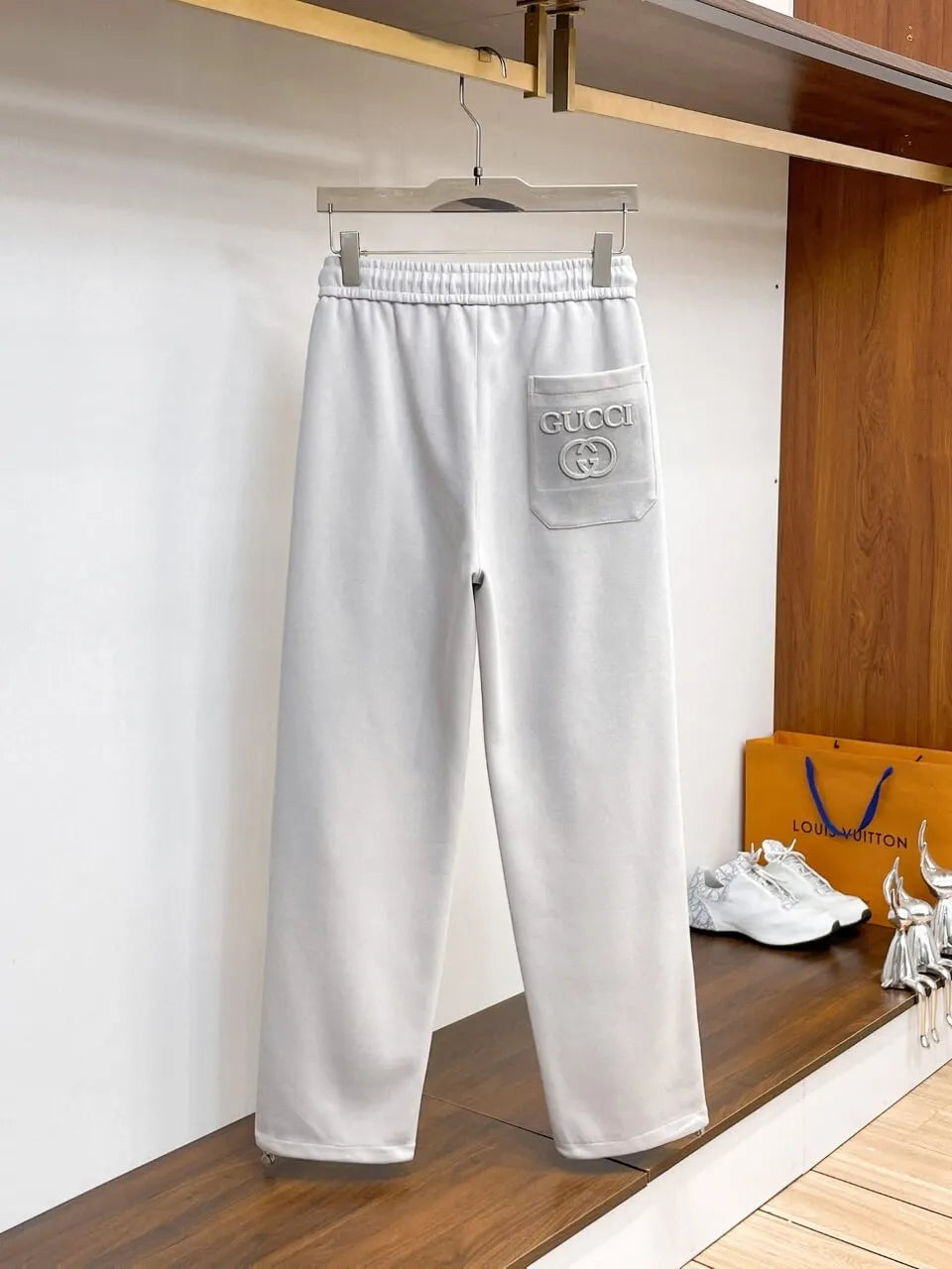 Side Embossed   Drawstring‑Hem Pants