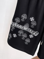 Cross‑Graphic Print Drawstring Shorts