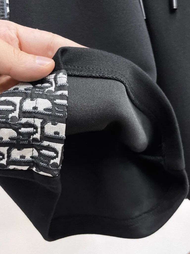 Zip‑Pocket Side‑Panel Drawstring Sweat Shorts