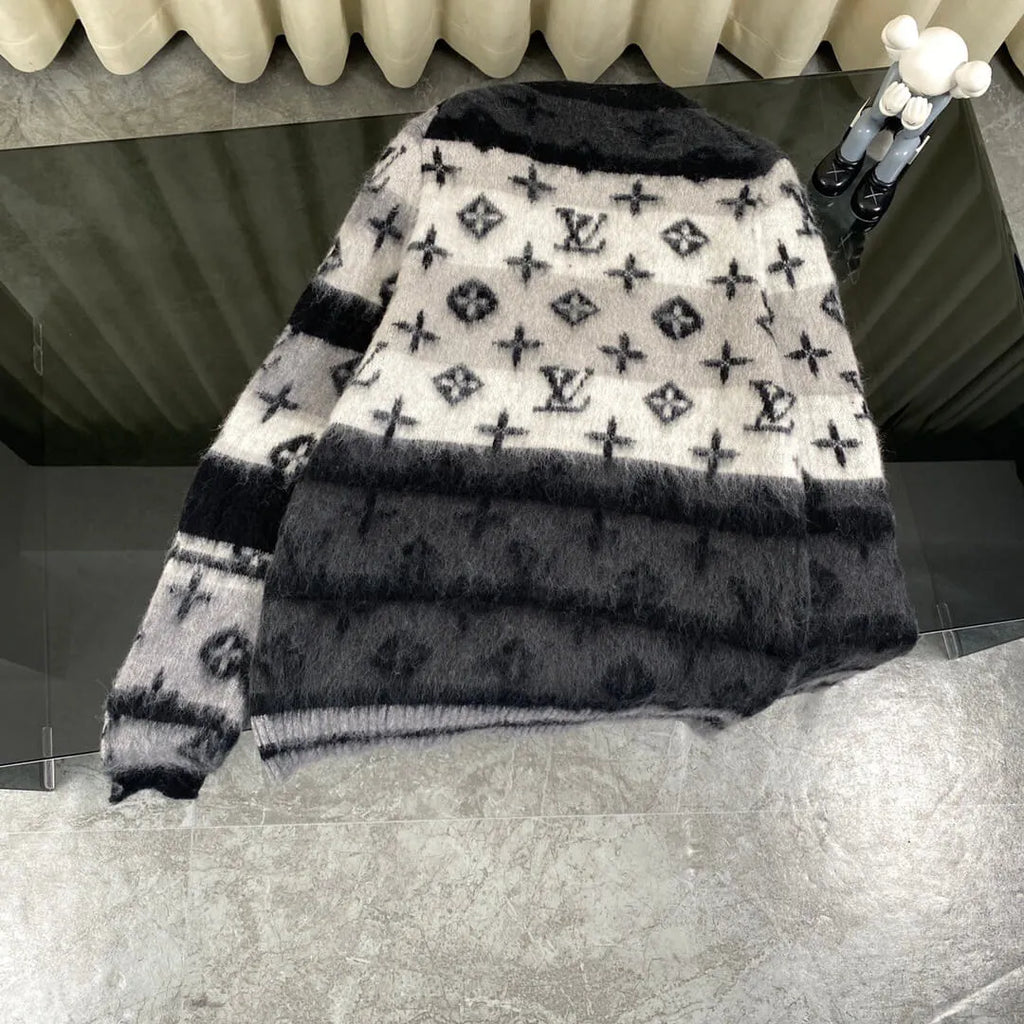 Gradient Mohair Jacquard Cardigan Jacket