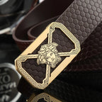 Face Pattern Leather Belt