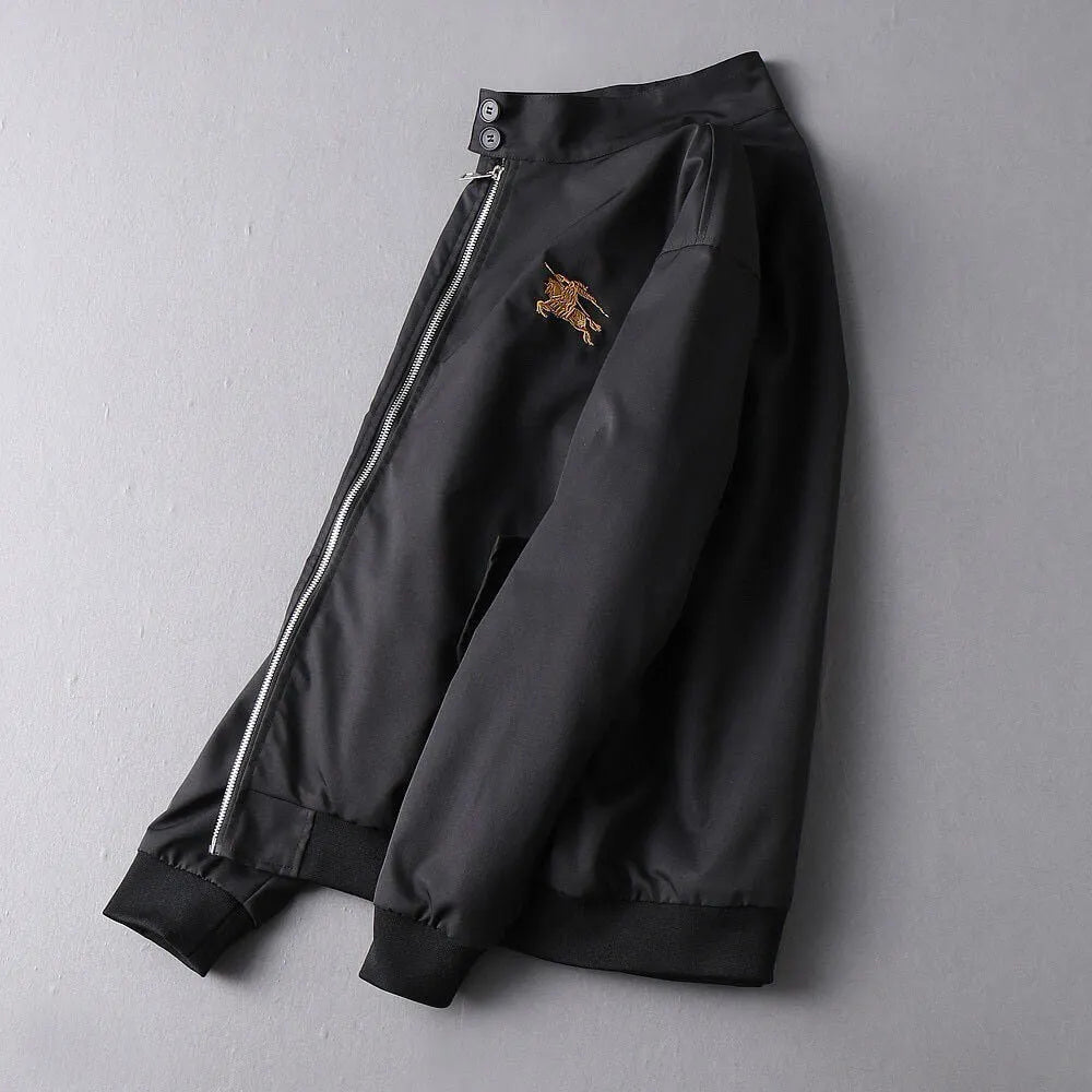 Embroidered Stand Collar Bomber Jacket