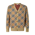 Twill Plaid Cotton‑Wool Blend Cardigan Jacket