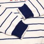 Star Embroidery Stripe Crewneck Sweater