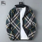 Plaid Lined Reversible Hooded Zip‑Up Jacket