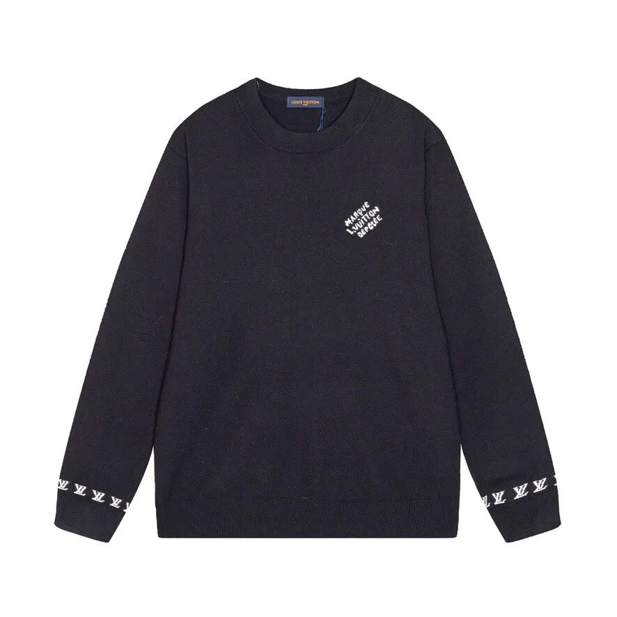 Cuff Embroidered Crew Sweater