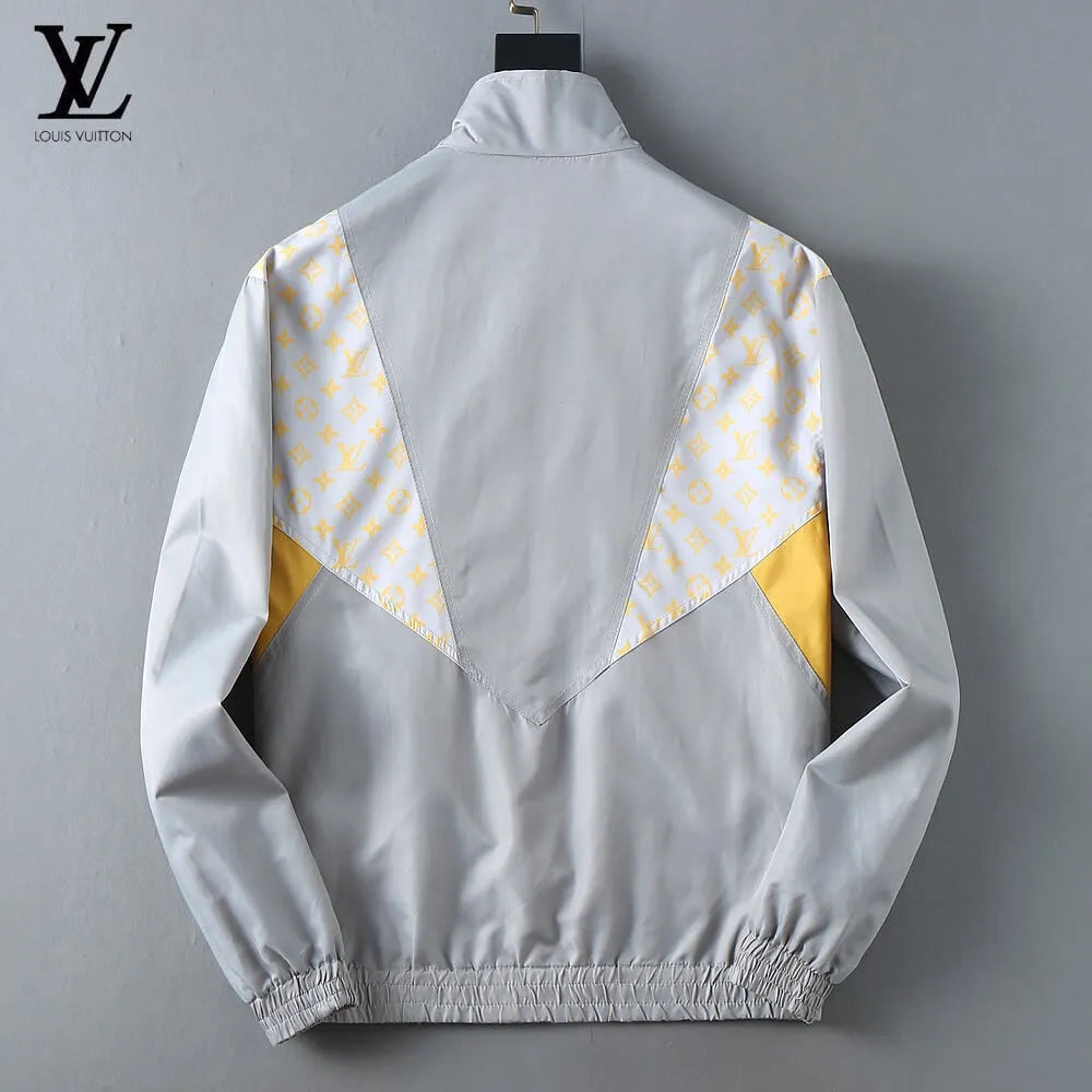 Spliced Print Casual Zip‑Up Jacket