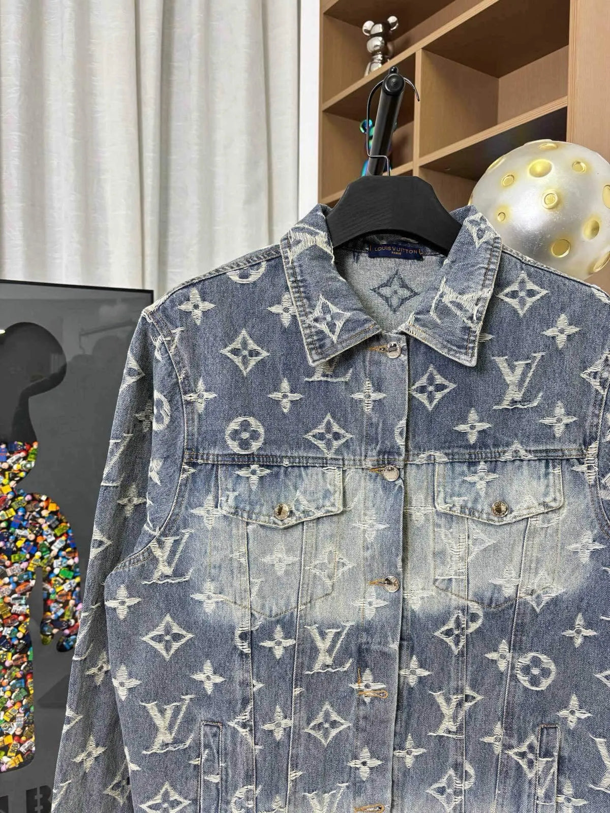 All‑Over Embroidered Jacquard Denim Jacket