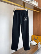 Side Stripe Letter Embroidered Straight Pants