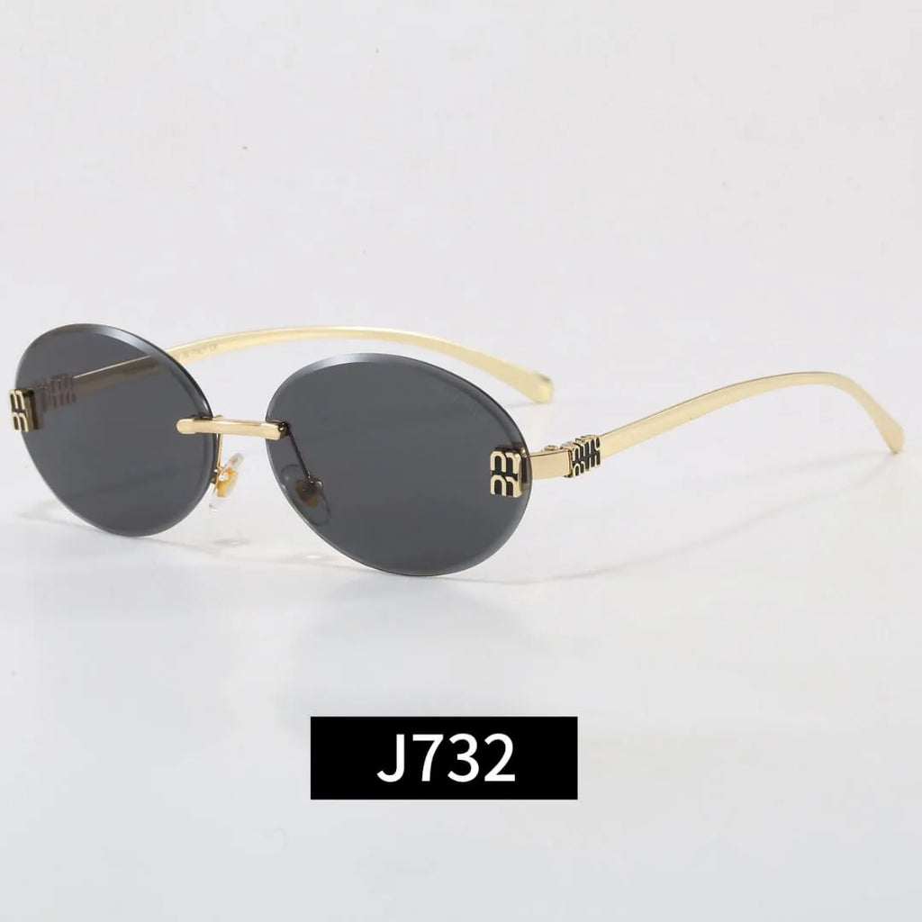 Rimless Oval Letter Logo Sunglasses