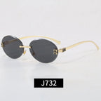 Rimless Oval Letter Logo Sunglasses