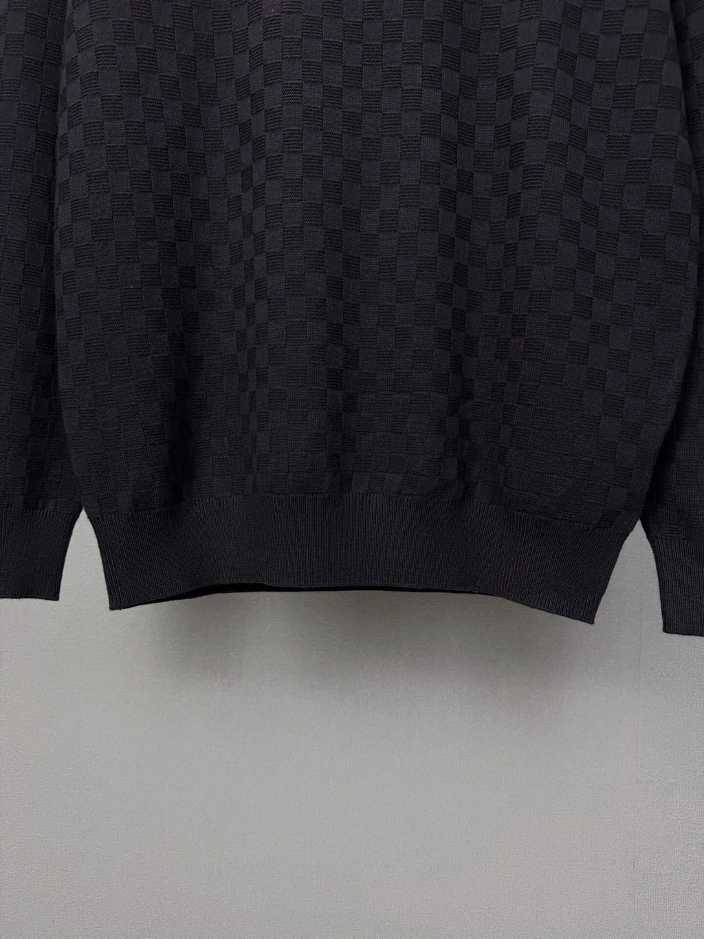 Embroidery Logo Checker Half Zip Knit Sweater