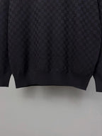 Embroidery Logo Checker Half Zip Knit Sweater