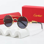 Retro Round Gold Leopard Frame Sunglasses