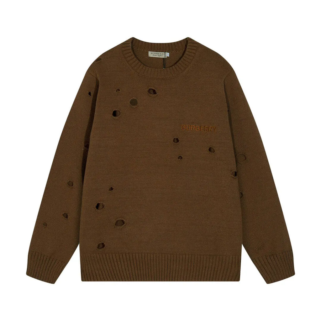 Distressed Hole Crewneck Sweater