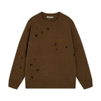 Distressed Hole Crewneck Sweater