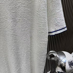 White Waffle Knit Polo Shirt